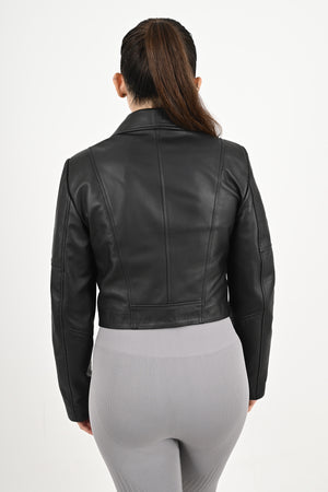 Alin Leather - Topaz Genuine Leather Women's Black Crop Jacket