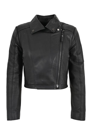 Alin Leather - Topaz Genuine Leather Women's Black Crop Jacket