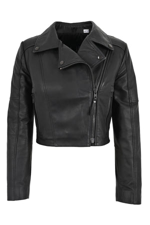 Alin Leather - Topaz Genuine Leather Women's Black Crop Jacket